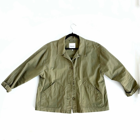 Madewell Olive Green Baylow Cropped Chore Jacket - Picture 3 of 6